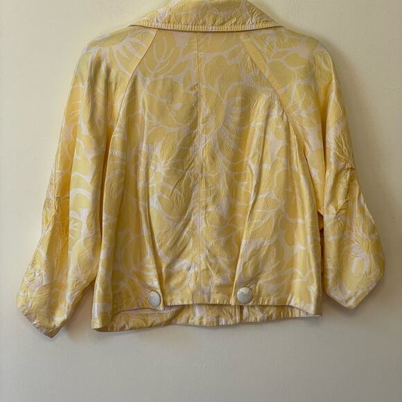 Cache S button up blazer business casual floral boho collared yellow tropical - Picture 7 of 7